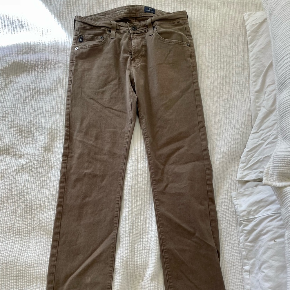 AG Jeans Denim Khaki Slacks Chinos The Matchbox Slim Straight Brown
